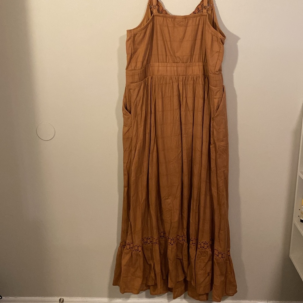 Gold cotton maxi dress with crochet details torrid size 1 - Picture 4 of 5